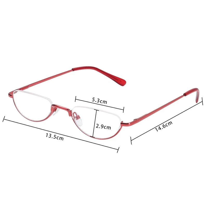 

Cat Eye Reading Glasses Metal Half Frame Presbyopic Eyeglasses Rimless Hyperopia Small Frame Spectacles Eyeglasses Round Glasses