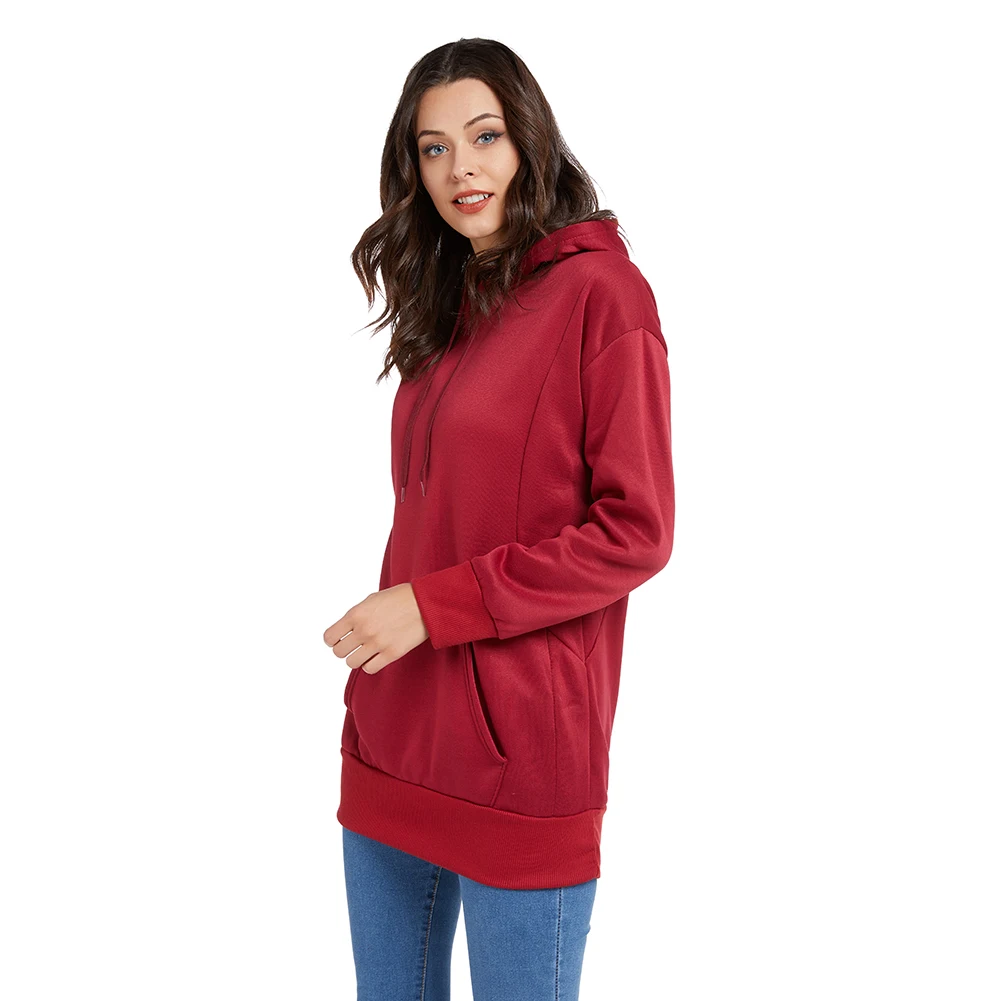 Женская толстовка с капюшоном FADZECO однотонная Повседневная Толстовка Осень-зима