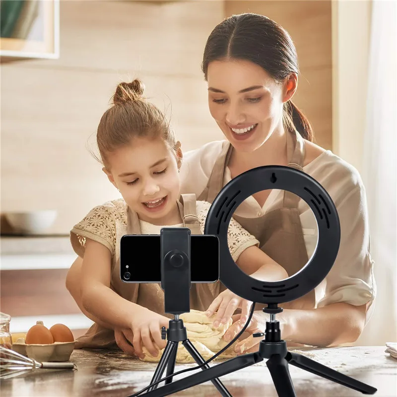 

6 Inch Mini LED Ring Light with Tripod Stand Phone Holder Quality LED Fill Light Selfie Video Lamp for Tik Tok Youtube Makeup