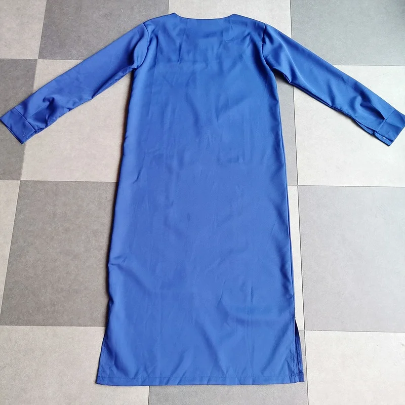 Blue African Dress Dashiki For Men 2022 Tradition Riched Man Long Sleeve Color Block Round Neck Male Plus Size Long Shirt Casual