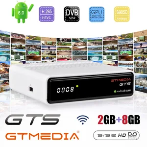 GTmedia GTS Satellite Receiver Android6.0 TV Box Smart TV 4K H.265 HDR Quad Core 2G 8G WIFI support Google GTPlayer