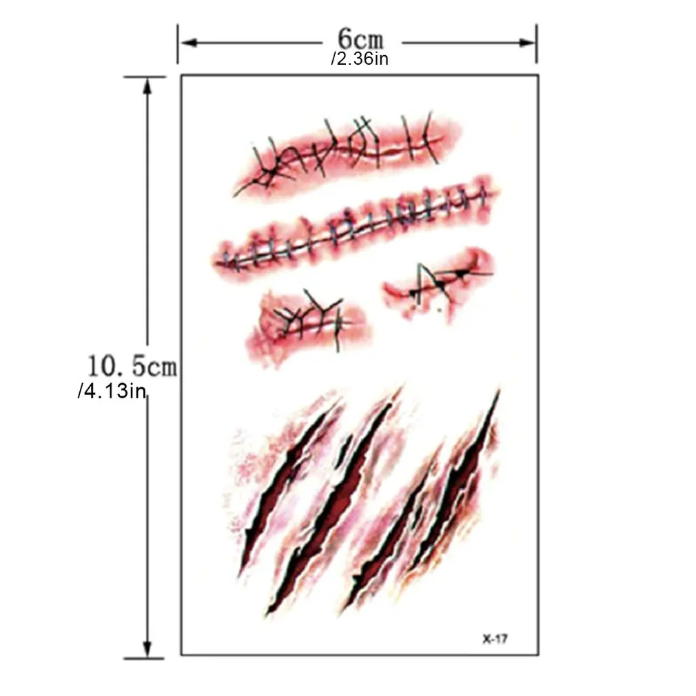

Halloween Zombie Scars Tattoo Stickers Halloween Decorations False Wounds Horror Blood Scarf Stickers