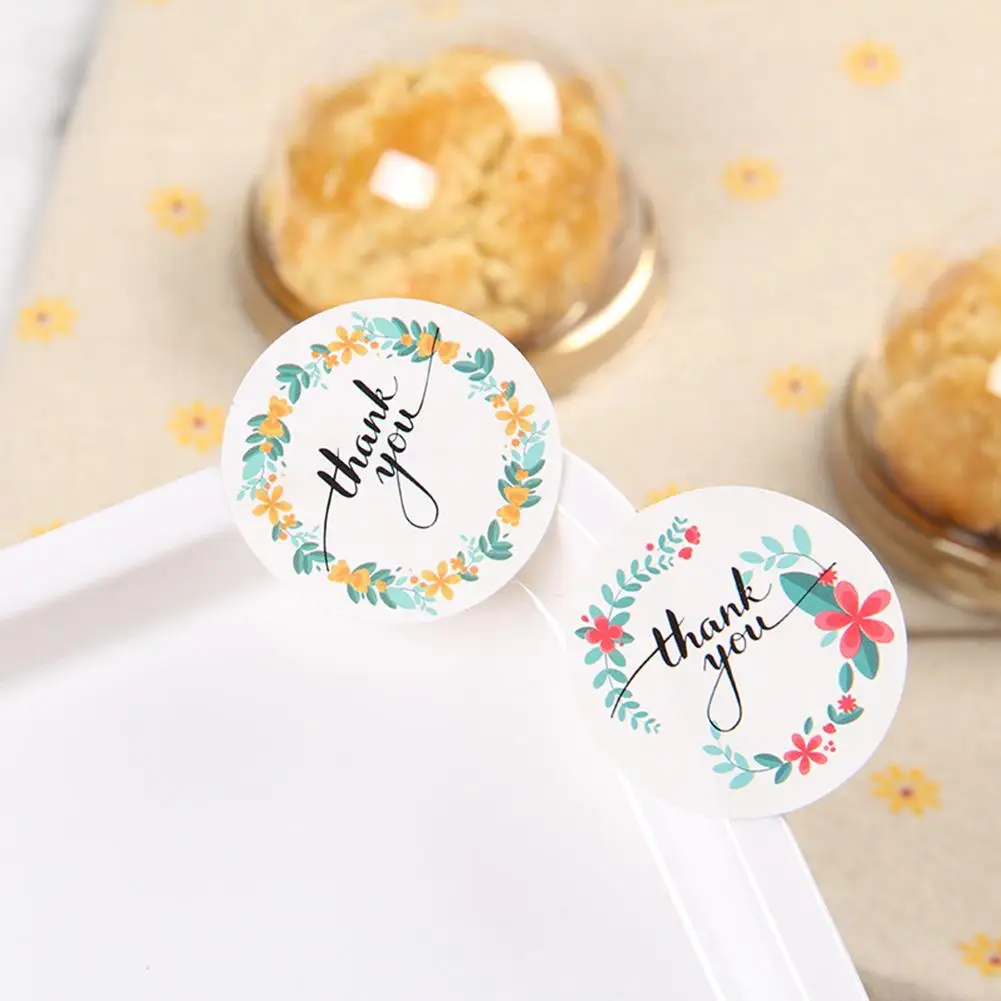 

10 Sheets Round Thank You Flower Seal Adhesive Sticker Packaging Baking