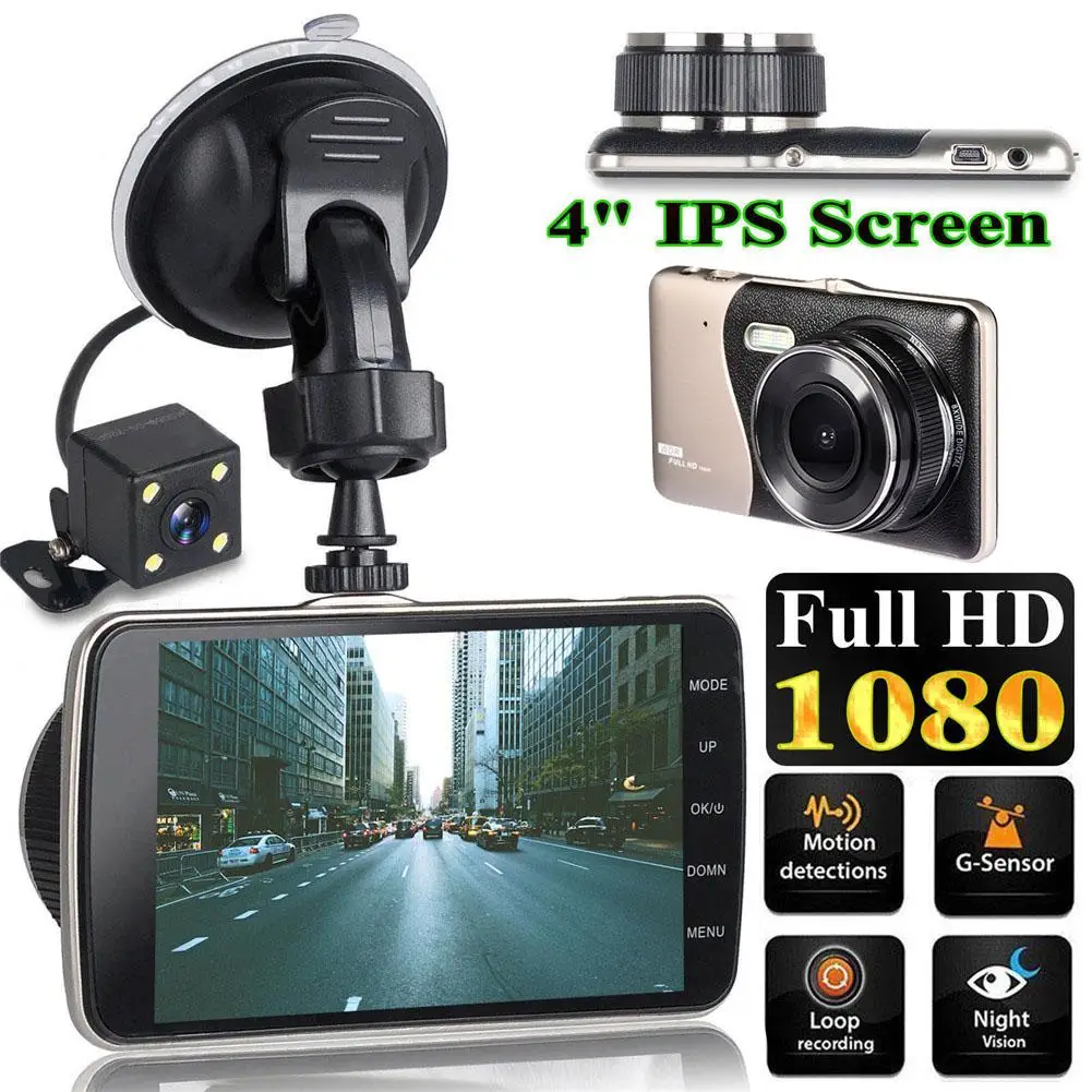 4 Inch LCD Screen 170 Degree Dash Cam Dual Lens HD 1080P Camera Car DVR Vehicle Video Recorder G-Sensor Parking Monitor | Автомобили и