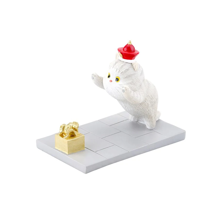 

Resin Cute Cat Phone Holder Mobile Phone Desktop Stand Bracket Decorative Ornament for Office Home Table, 7.5x4.6x6.3cm