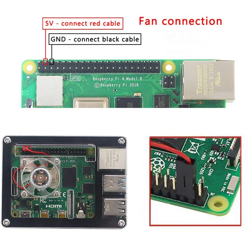 2 шт. для Raspberry Pi 4 вентилятор процессора DC бесщеточный светодиодный охлаждения 30