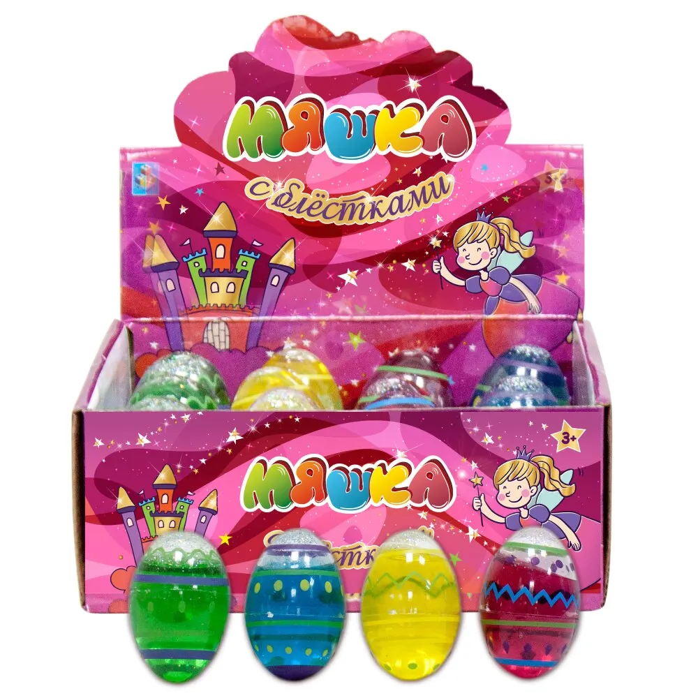 Игрушка антистресс Мяшка 1TOY "Мелкие пакости" с блёстками 4 цвета 50гр для
