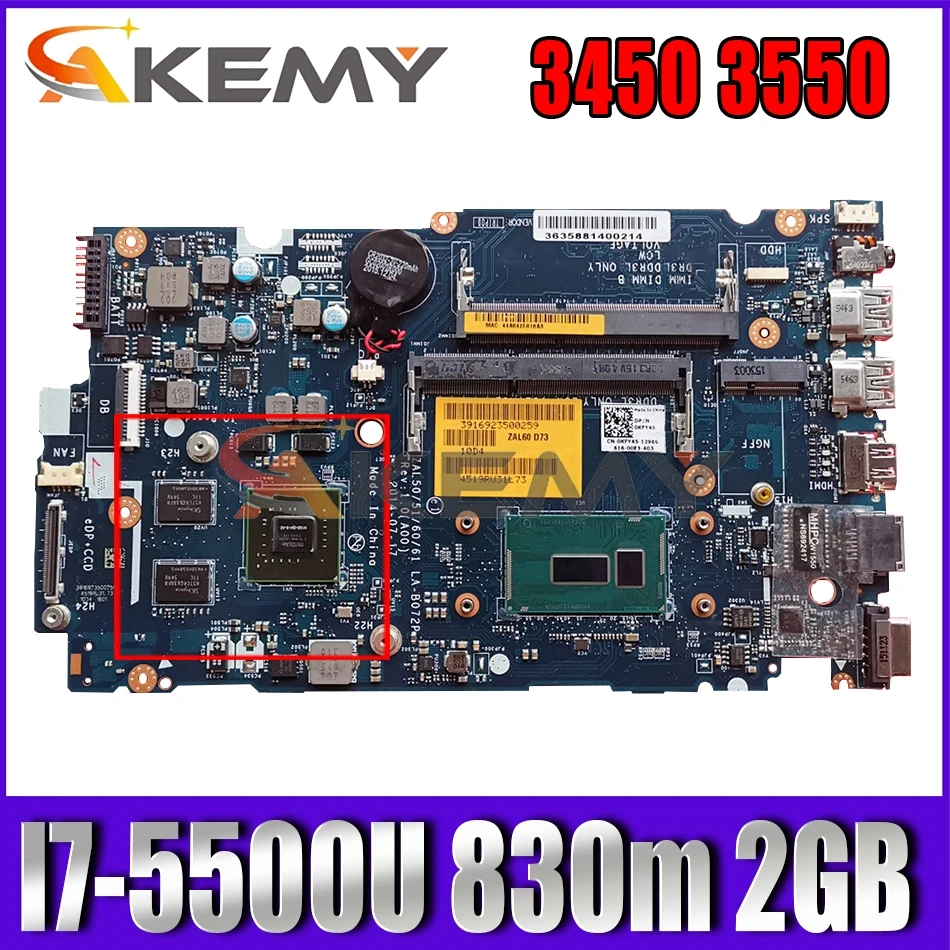 

Для DELL Latitude 3450 3550 Материнская плата ноутбука ZAL50 51 60 61 LA-B072P I7-5500U 830 м 2 Гб CN-0YG5J7 YG5J7 материнская плата 100% тестирование