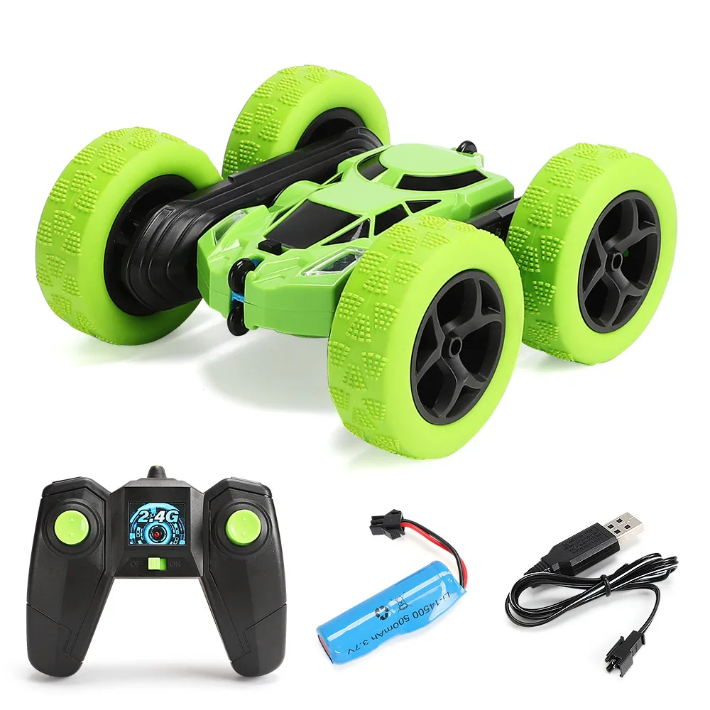 

Remote control crawler double-sided stunt car charging dump truck four-wheel drive rolling deformation car children's toy car