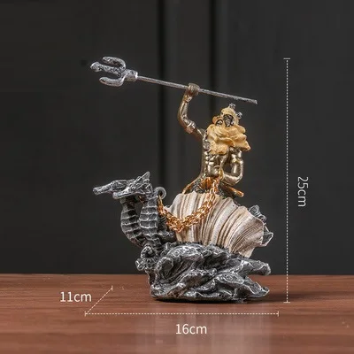 Золотой Древний греческий миф скульптура персонажа смерти статуя смолы Art&Craft рабочего стола Ретро Poseidon статуэтки Zeus украшения дома R2755 - Цвет: Золотой