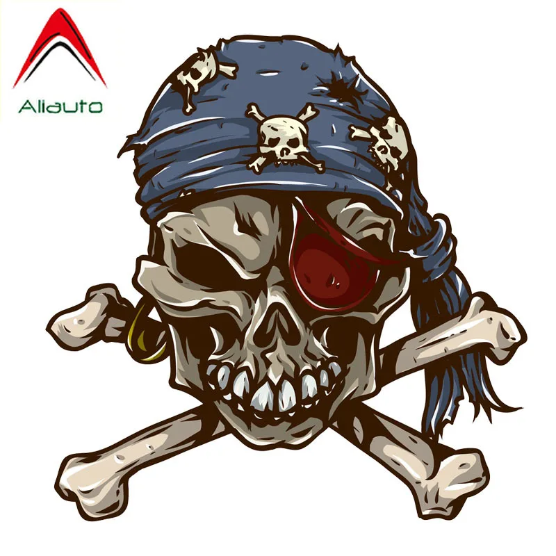 

Aliauto Funny Motorcycle Car Sticker Pirate Skull Waterproof Reflective Sunscreen Automobile Decoration Decal PVC,15cm*14cm