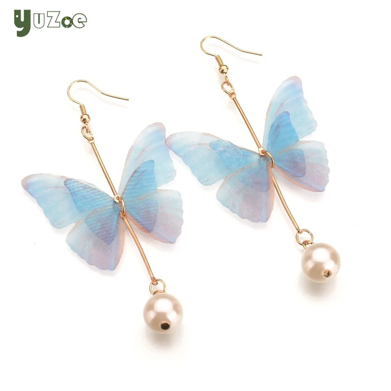 Женские серьги с жемчугом синие розовые бабочкой свадебные подарок подруге 2019 |