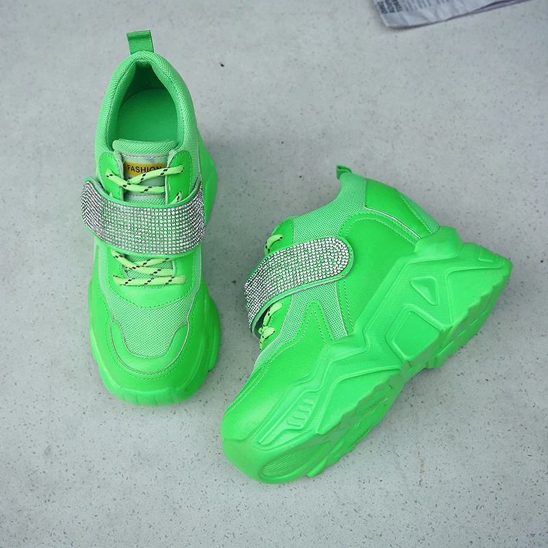 Bjakin Hot Sell Sneakers Women Stylish Thick Sole Running Shoes Height Increasing Chunky Sport Green Girl Chaussures Femme | Спорт и