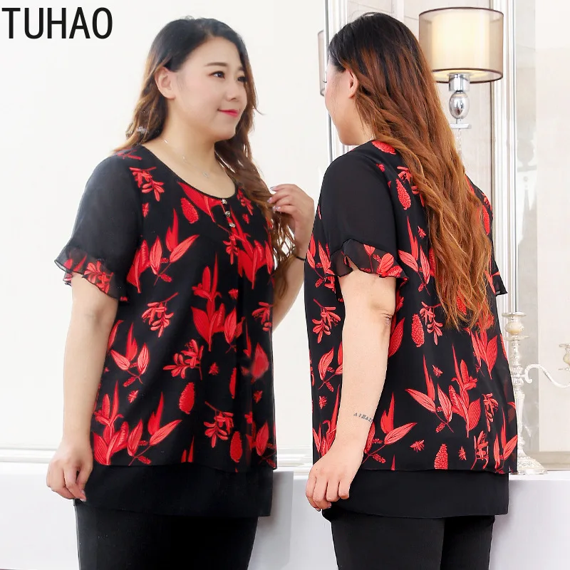 Женская блузка TUHAO летняя подиумная Элегантная с официальным дизайном для мам 10XL