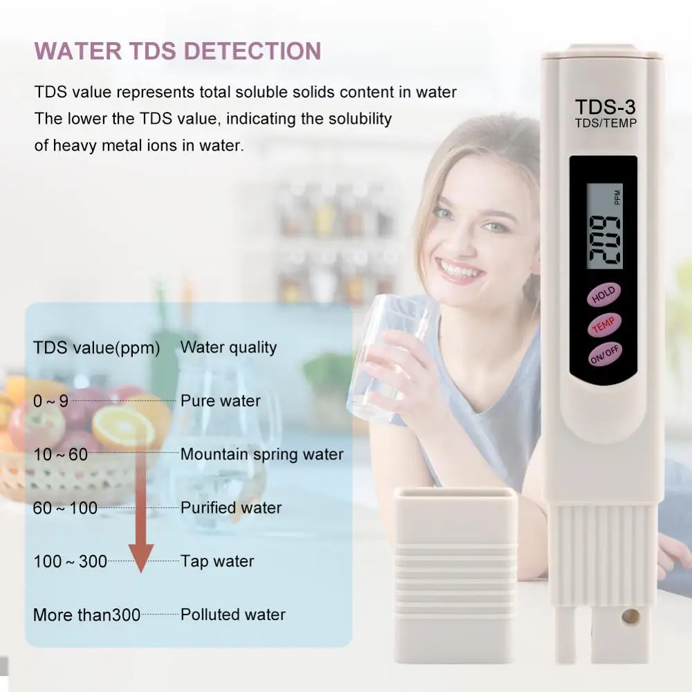 Портативный Цифровой TDS измеритель yieryi + PH метр с ATC тестером качества воды и