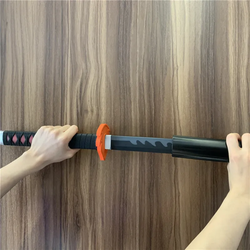 1:1 Ренгоку Кёдзюро Огненный меч чёрно-серый меч 104 см Demon Slayer Cosplay Ninja Нож Оружие PU Проп Модель Подарок