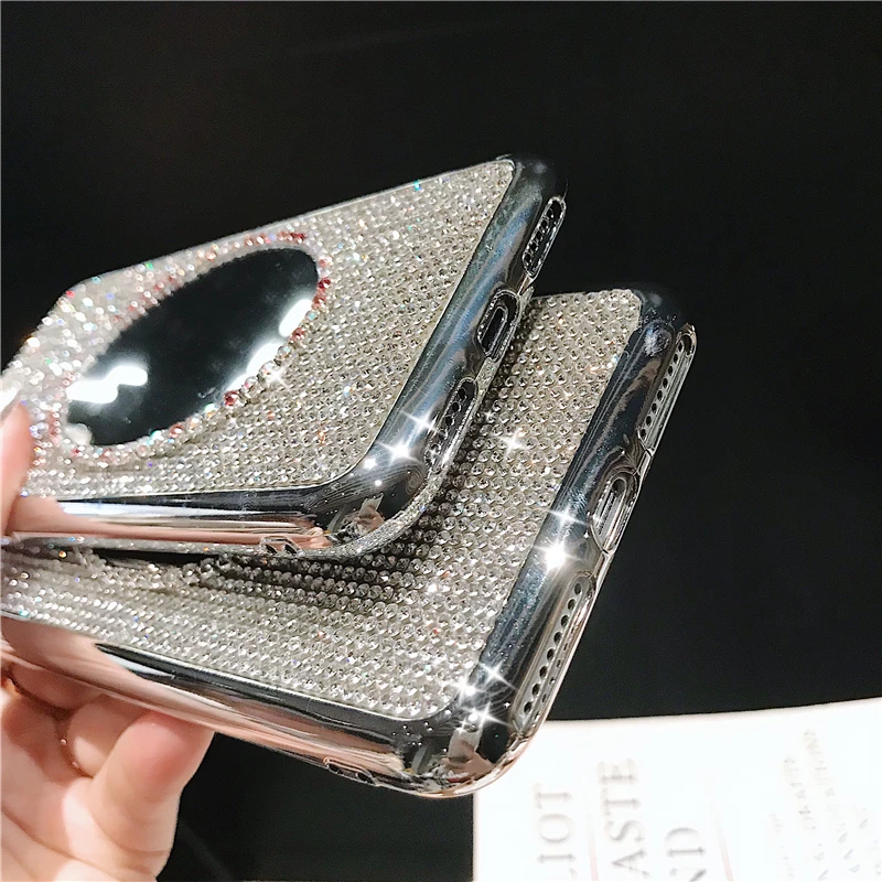 

fashion Diamond makeup mirror female Phone Cover Case For Iphone X 11 pro Xs Max Xr 10 8 7Plus se 4.7 Luxury Soft Coque Fundas