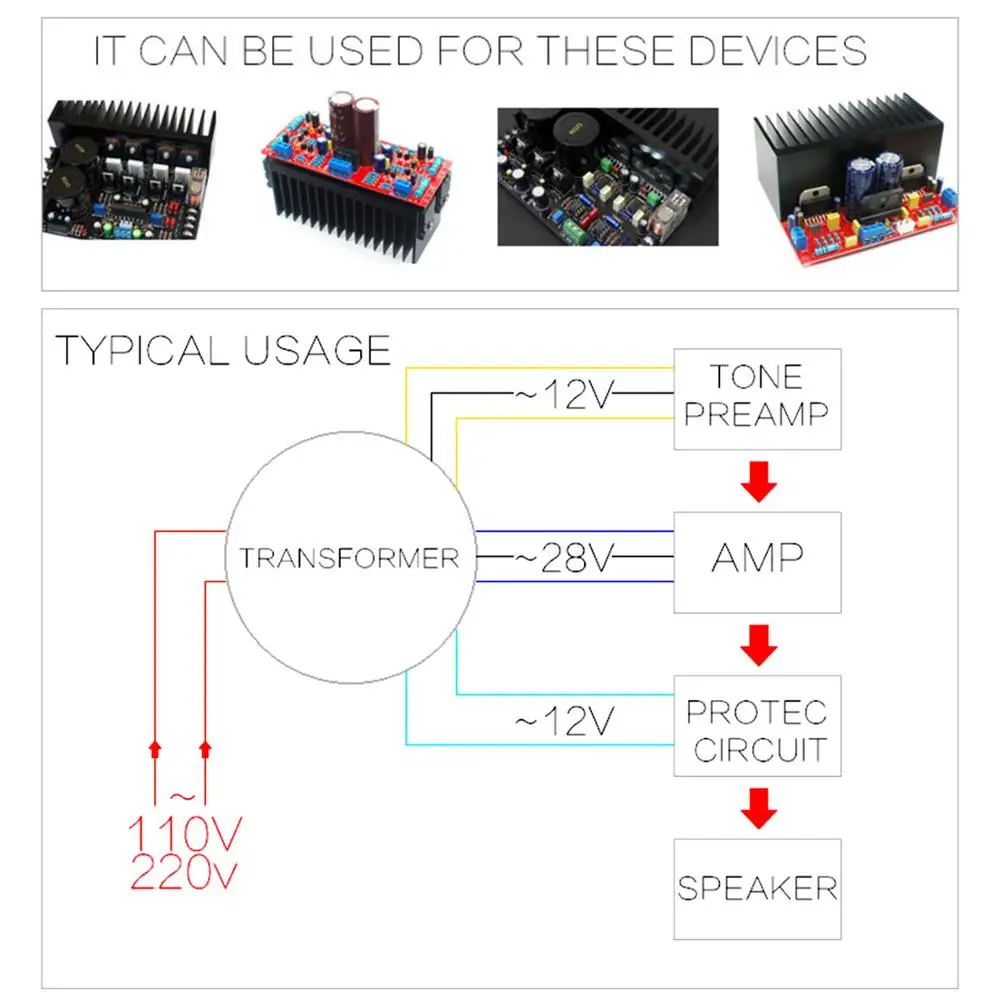 Тороидальный трансформатор 200 Вт однофазный из чистой меди источник питания для