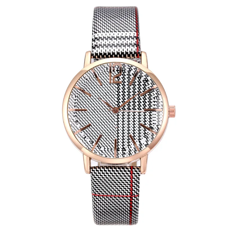 

MREURIO Women Watches Fashion Elegant Digital Plaid Ladies Colorful Alloy Quartz Wrist Watches for Ladies Casual Leather Reloj