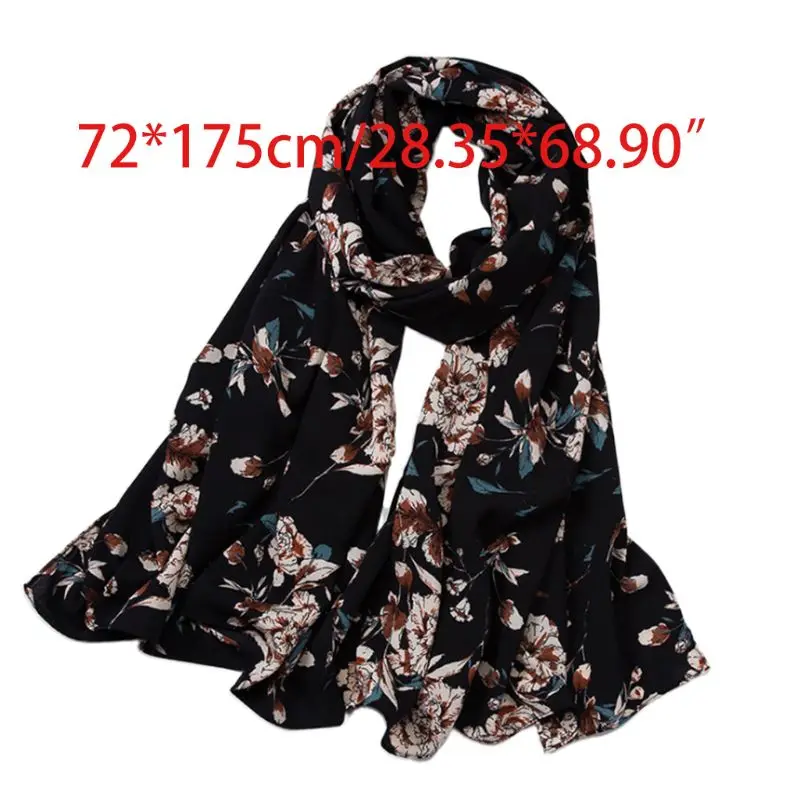 

Ethnic Women Bubble Chiffon Muslim Hijab Wrap Colorful Floral Printed Islamic Head Covering Scarf Shawl Long Blanket