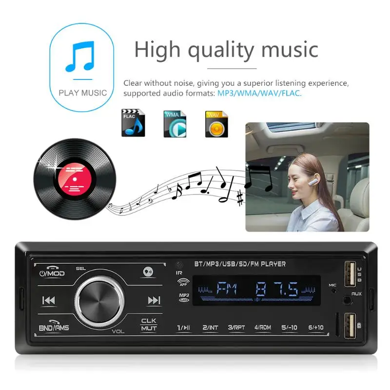 Одиночный DIN автомобильный стерео MP3 плеер Поддержка bluetooth несколько аудио
