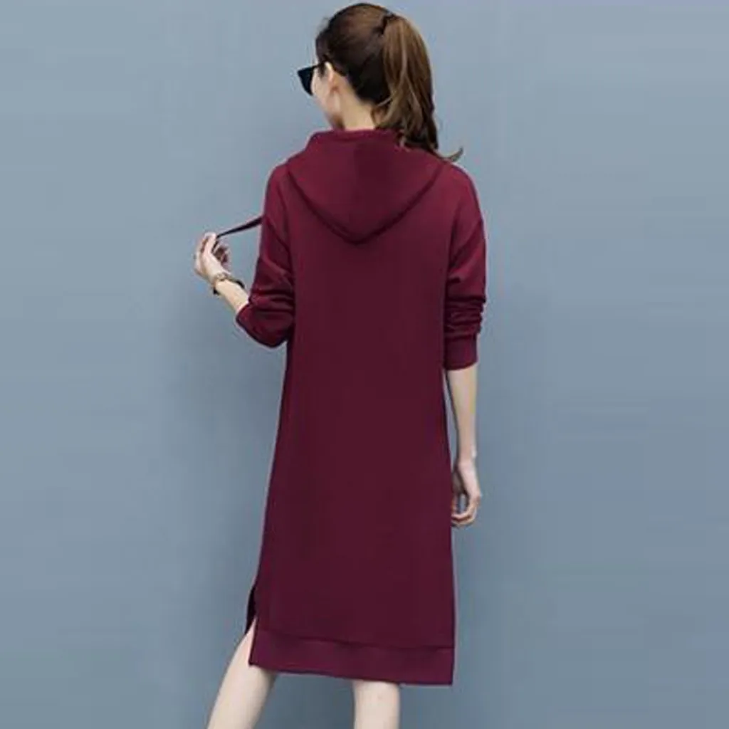 Женское платье с буквенным принтом сезон осень-зима модная толстовка капюшоном и