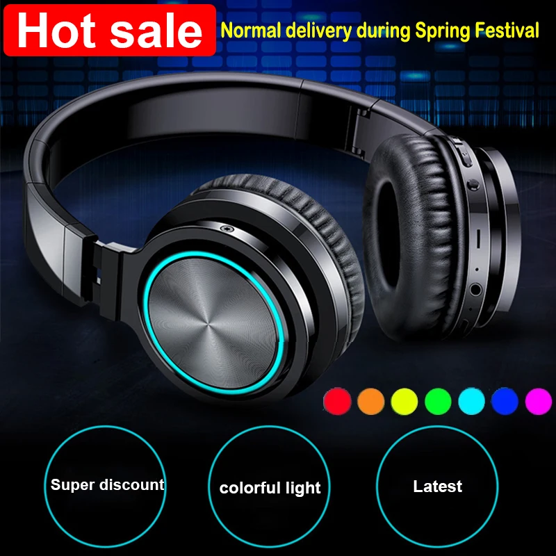 

Wireless Headphones Strong Bass Bluetooth-Compatible 5.0 Headset Noise Cancelling Earphones Supoort TF card Headset for phone PC