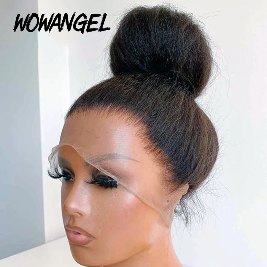 360 Real HD Transparent Lace Frontal Wig Yaki Pre Plucked with Baby Hair Kinky Straight HD Lace Front Human Hair Wig For Women