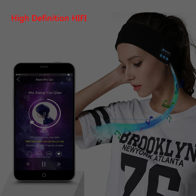 Wireless Bluetooth Music Headphones Headband Knits Sleeping Headwear Unisex Sports Speaker Headset for Workout Jogging Yoga | Спорт и