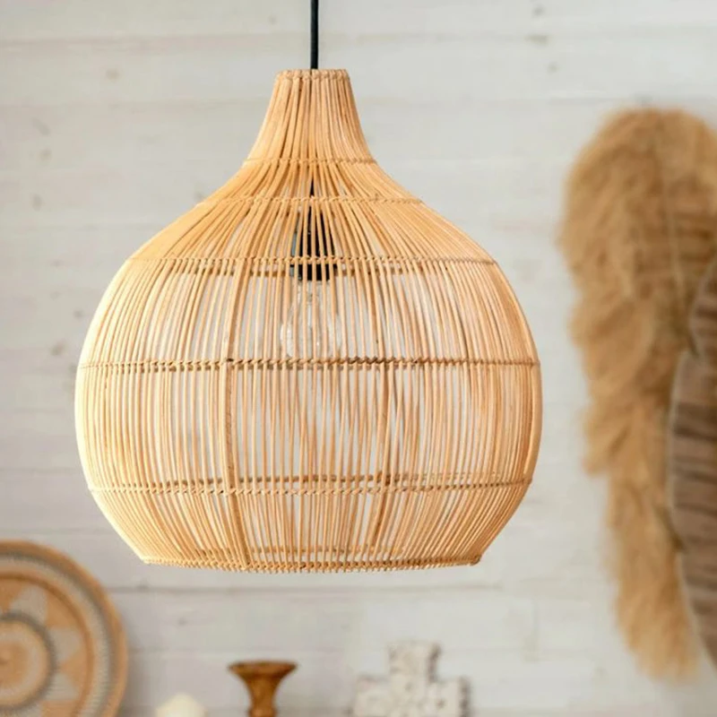Vintage Rattan Pendant Lights Hand-woven Hanging Lamp for Living Room Decoration Dining Lamps E27 Suspension | Освещение