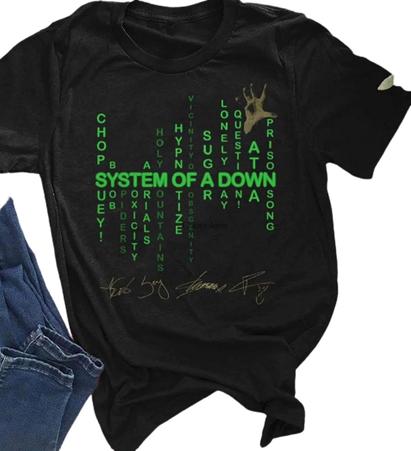 

S.ystem of A D.own Signature Shirt Tshirt Designs Graphic Plus Size Tees Cute Funny Cool TShirt Black