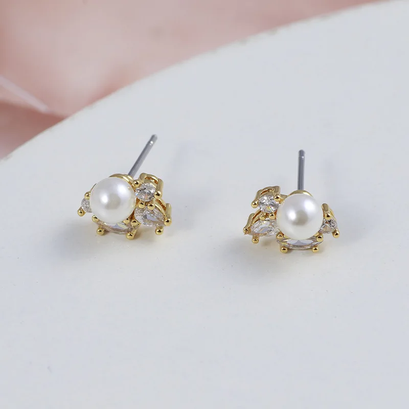 

European and American jewelry wholesale inlaid irregular Rhinestone fashion elegant pearl earrings earrings