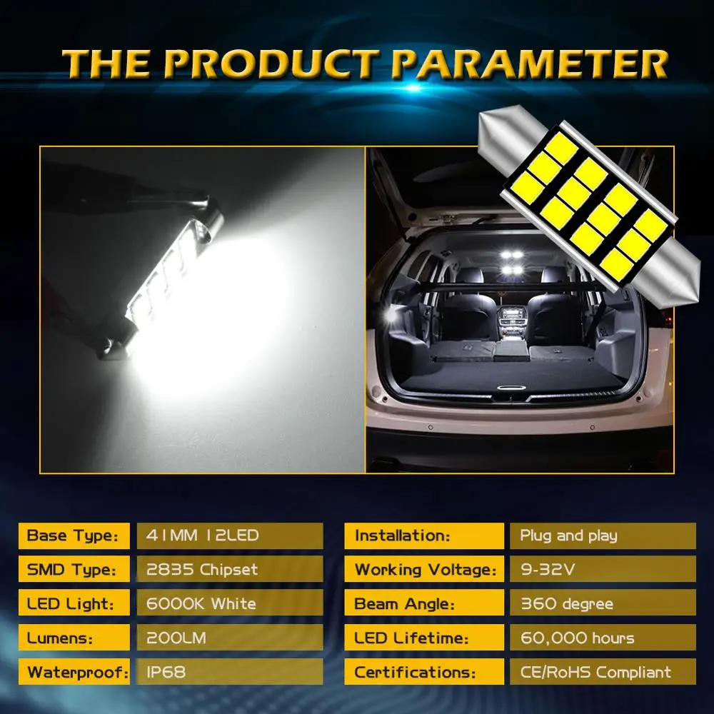 2 шт. Автомобильные светодиодные гирлянды из алюминия 1 72 дюйма 41 мм | Автомобили и