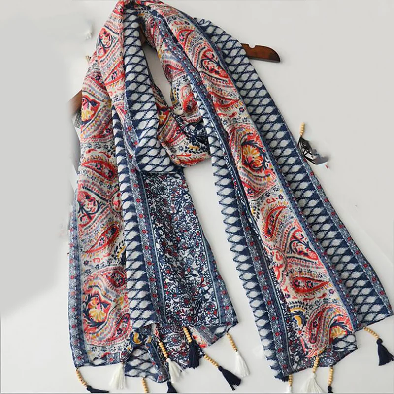 Этнические модные пляжные шарфы женские мягкие с принтом шали в западном стиле