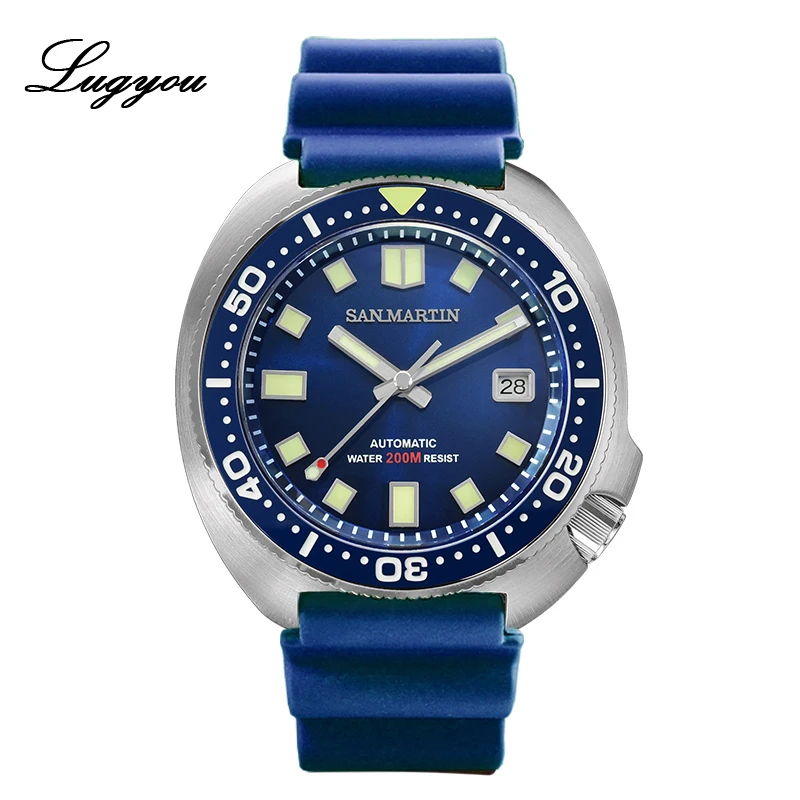 Lugyou San Martin Turtle Diver Мужские часы из нержавеющей стали автоматический NH35