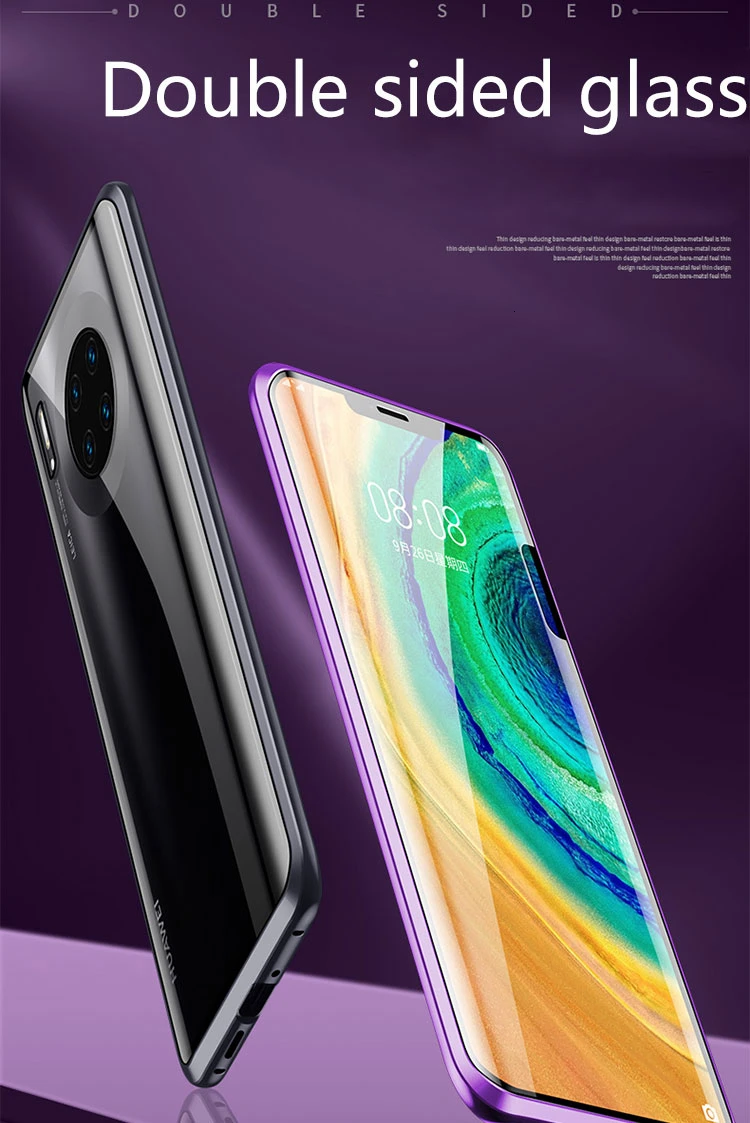 360 магнитный металлический бампер чехол для телефона huawei mate 10 20 30 Pro P30 P20 Pro Lite y9 Чехол двусторонний закаленное стекло
