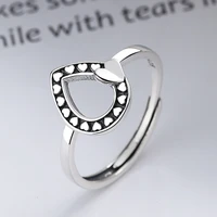fanru s925 sterling silver vintage style drip hollow heart ring for women female resizable open punk ring fine s925 jewelry
