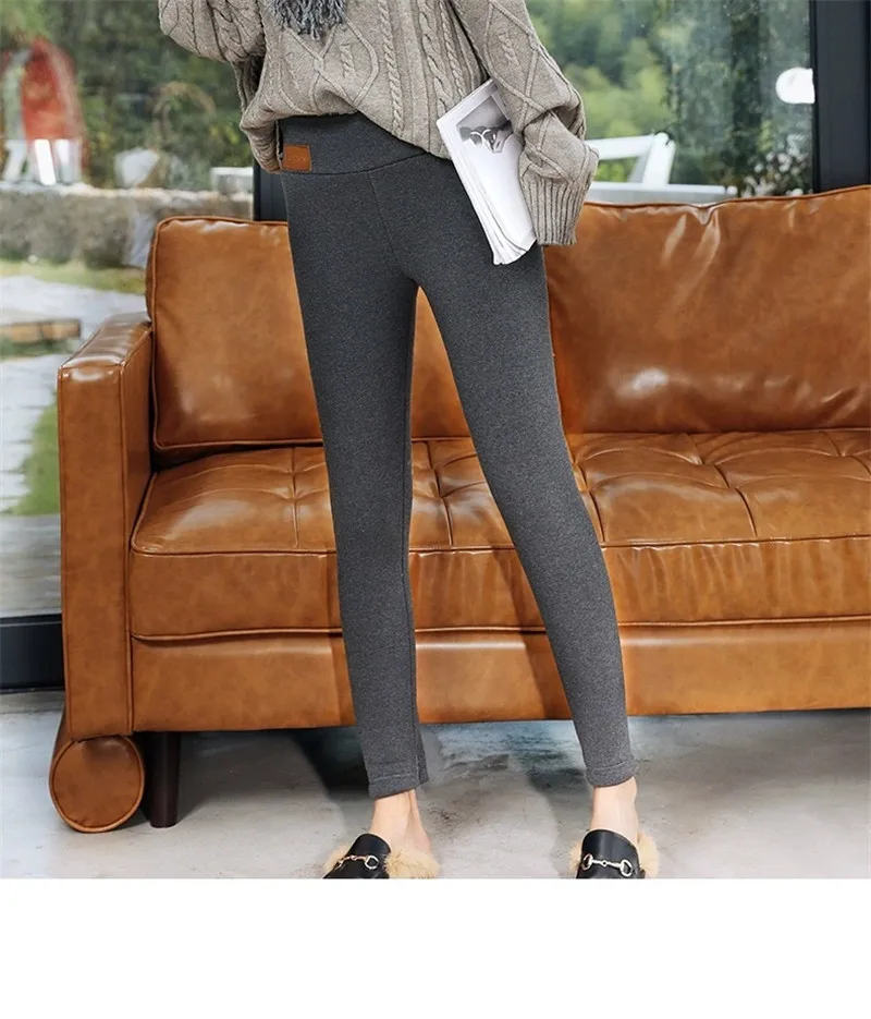 2019 NEW Super Thick Warm Pants Cotton Lambskin Women's winter Plus Velvet wear High Waist One Black Trousers Leggings | Женская
