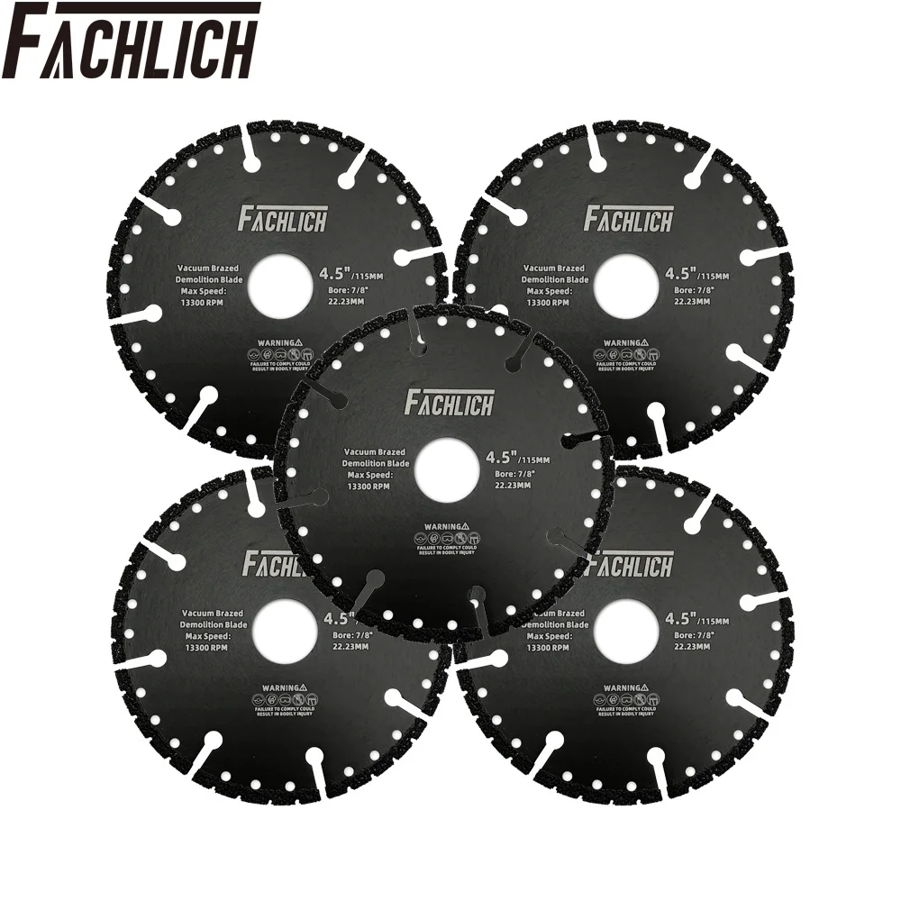 FACHLICH 5pcs  Diamond Cutting Blade for All Purpose Demolition Saw Blade One for all Disc Rebar Granite Marble Concrete