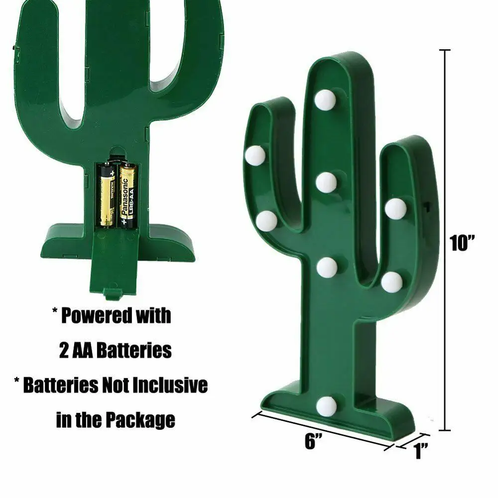 Светодиодный неоновый светильник в форме кактуса с основанием настольная лампа