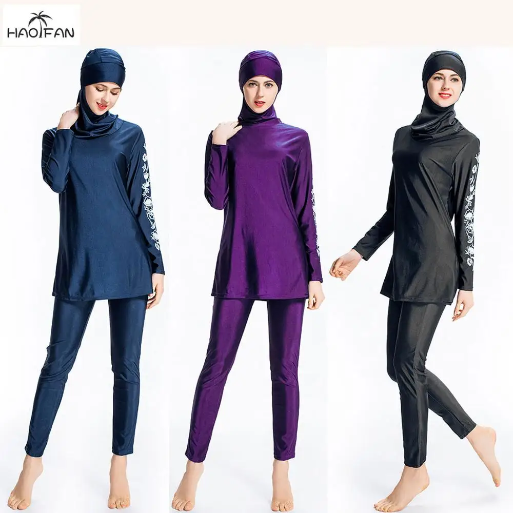 Мусульманский цветочный женский купальник HAOFAN большого размера хиджаб