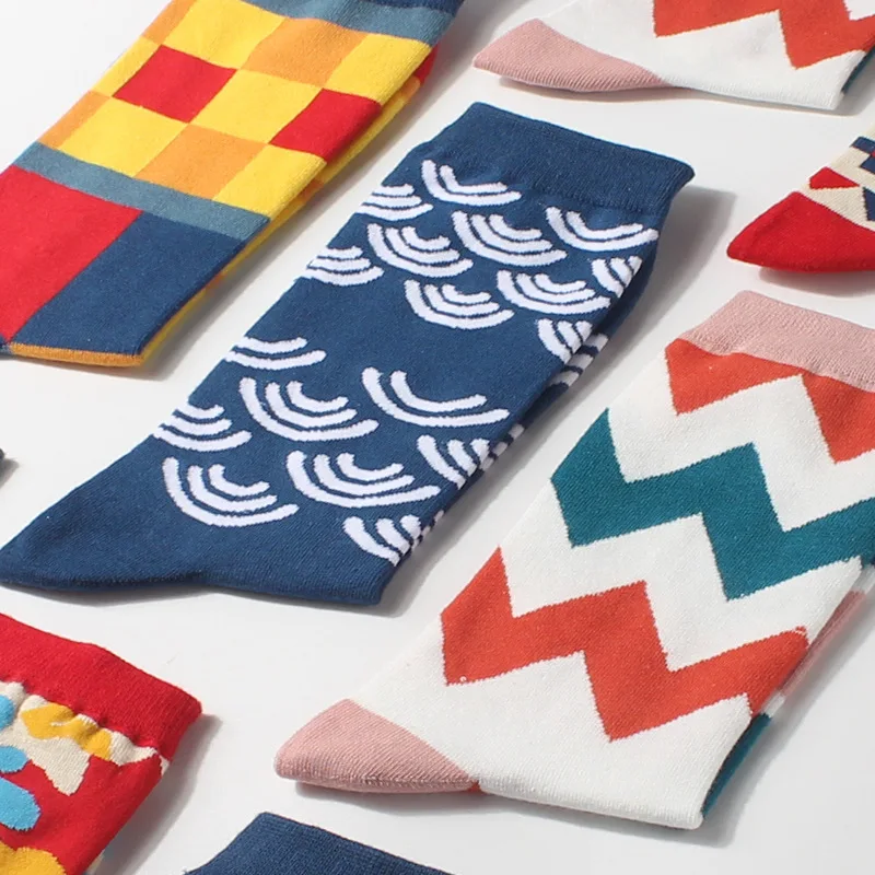 Забавные носки парные с геометрическим рисунком хлопковые для мужчин в