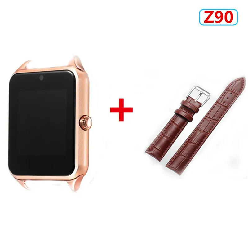 Z90 Gold Z60 Смарт часы GT08 плюс металлический ремешок Bluetooth наручные Смарт часы Поддержка Sim TF карта для всех телефонов Android Z90 кожаный ремешок - Цвет: Z90 Gold