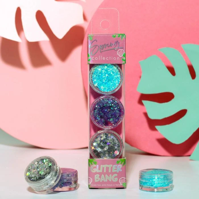 Набор мерцающих блёсток для лица и тела &quotGlitter bang&quot 3 цвета 5037012 | - Цена: 455.82