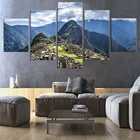 Картина на холсте с рамкой для домашнего декора, художественный постер Machu Picchu Peru, 5 шт., постер с рамкой