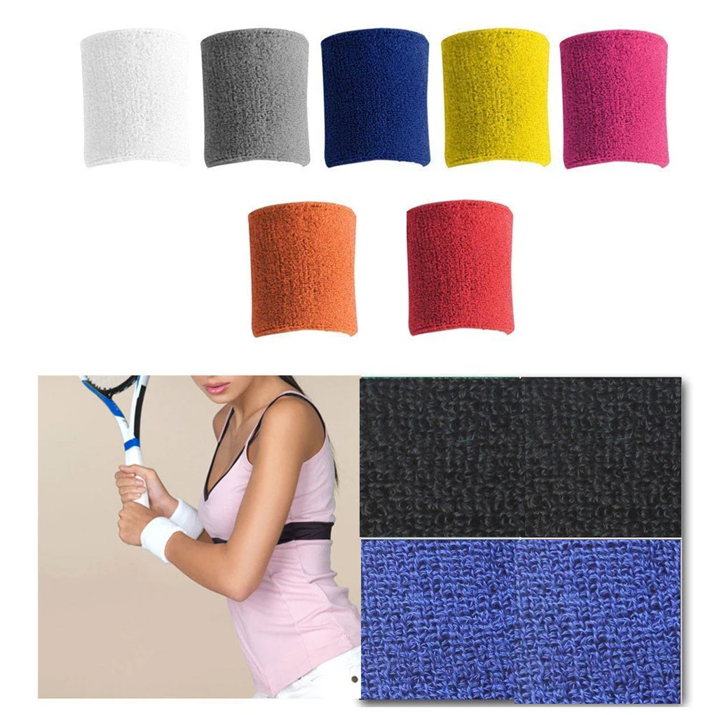 

Unisex Cotton Sweatband Sports Yoga Wrist Tennis WristBand Brace Sport Sweatband Solid Color Wristband Sweat Wrist Protector NEW