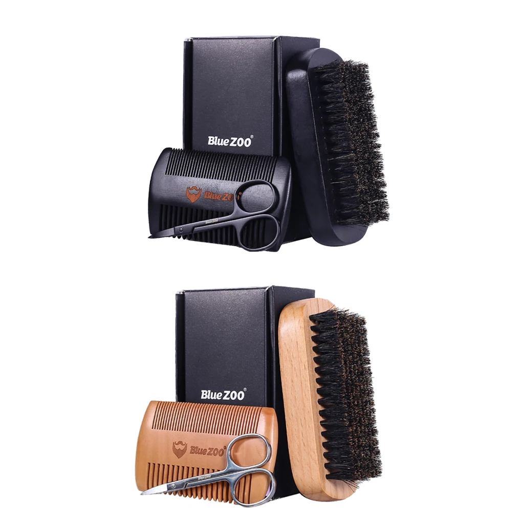 3 в 1 мужской набор для ухода за бородой с кисточкой бороды расческа ножницы кисть