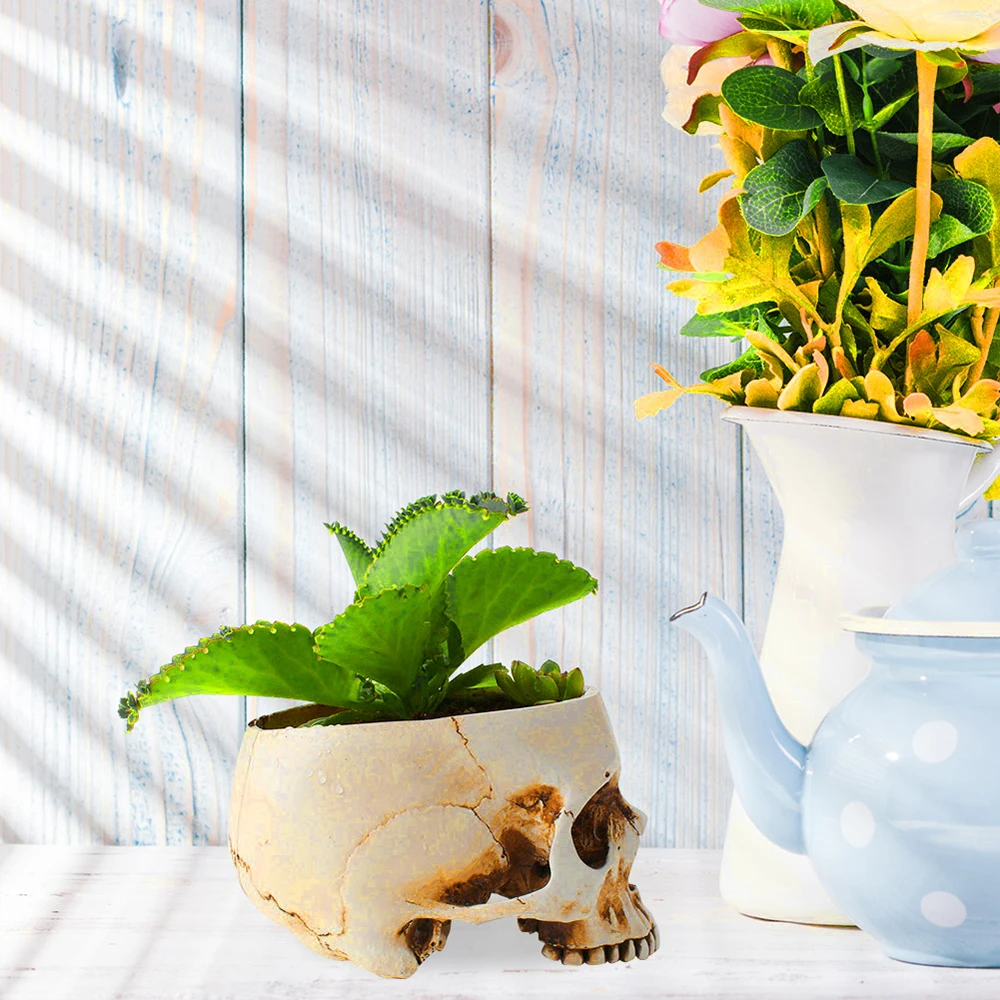 Креативный горшок для цветов с черепом выращивания скульптур дома сада офиса