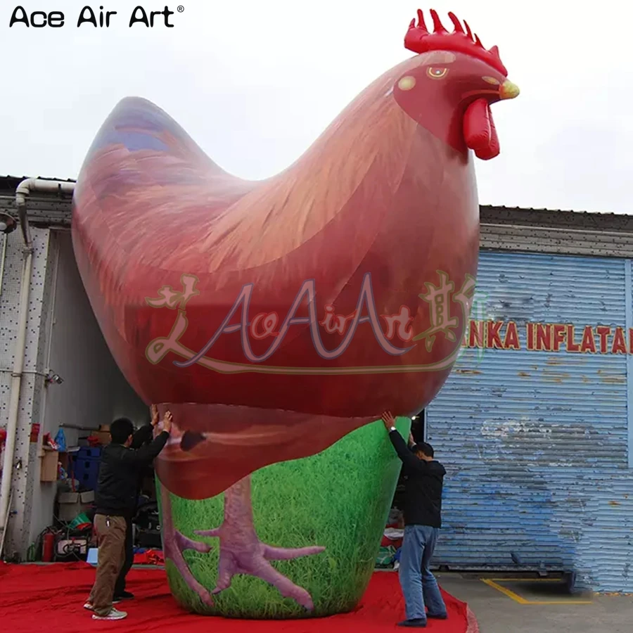 

4m High Lifelike Inflatable Chicken Replica, Inflatable Rooster/Cock Model, Inflatable Animals For Outdoor Events Decorations