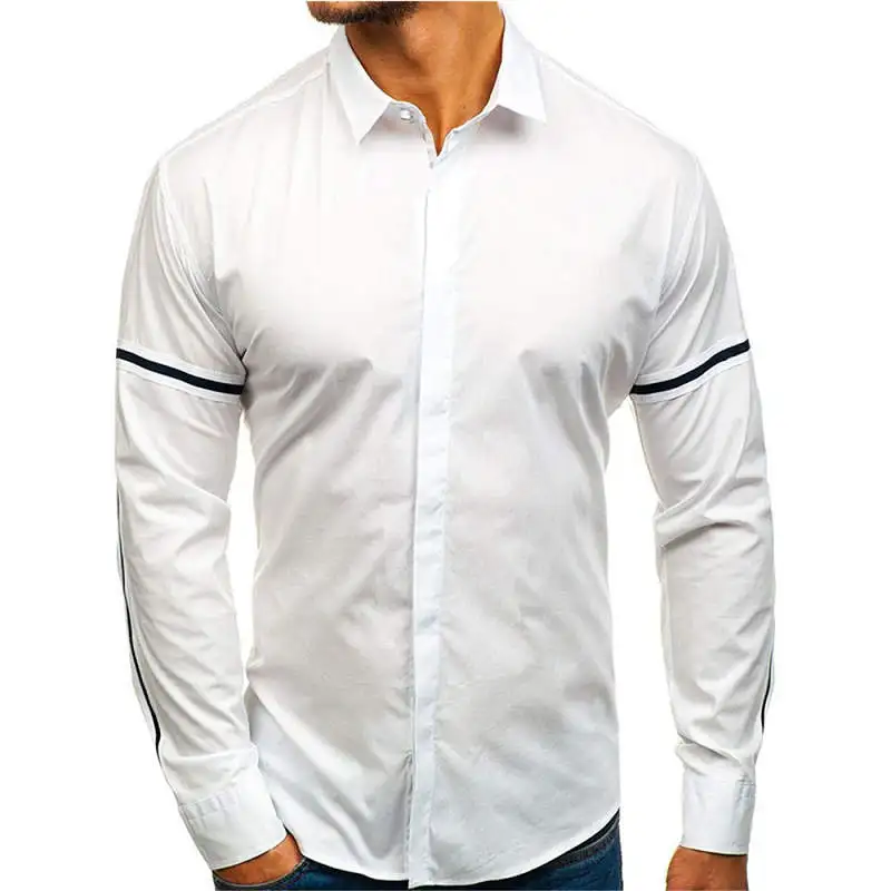 Новинка осени 2019 мужская рубашка с длинными рукавами простая строчка деловая